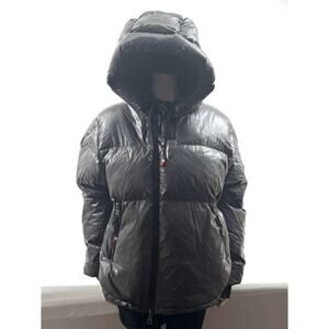 Men's Moncler Black Glossy Down Hooded Jacket Size M